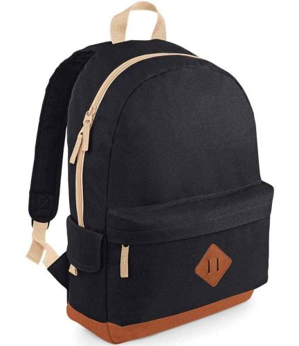 BagBase Heritage Backpack - Black - ONE